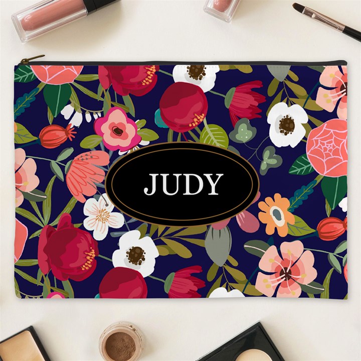 Personalized Floral Name Cosmetic Bag Cosmetic Bag (XXXL)