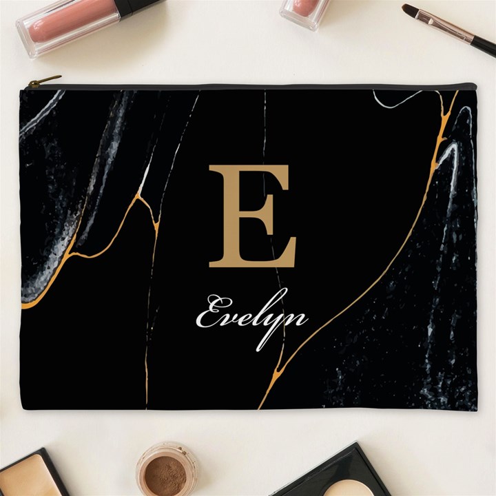 Personalized Initial Name Marble Cosmetic Bag Cosmetic Bag (XXXL)