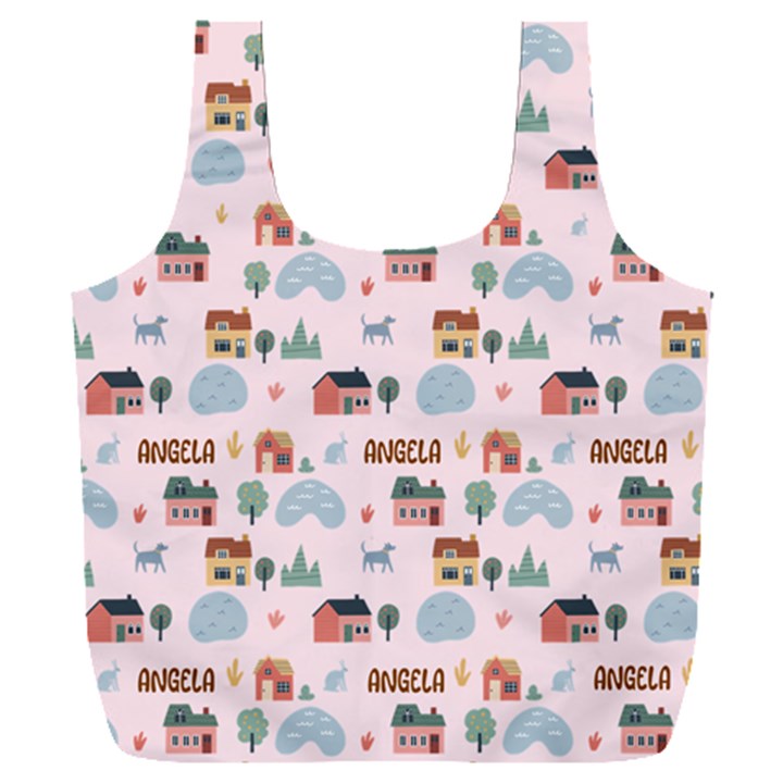 Personalized Village House Illustration Name Any Text Recycle Bag Full Print Recycle Bag (XXXL)