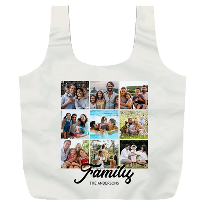 Personalized 9 Photo Family Name Any Text Recycle Bag Full Print Recycle Bag (XXXL)