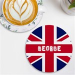 Personalized England Flag Name Wireless Fast Charger UV Print Round Tile Coaster Front