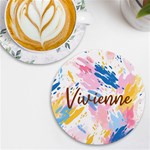 Personalized Colorful Brush Name Wireless Fast Charger UV Print Round Tile Coaster Front