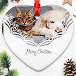 Personalized White Decorate Photo Name Heart Ornament (Two Sides) Heart Ornament (Two Sides) Front