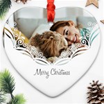Personalized White Decorate Photo Name Heart Ornament (Two Sides) Heart Ornament (Two Sides) Back