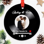 Personalized Vinyl Records Love Song Photo Couple Lover Name Round Ornament Round Ornament (Two Sides) Back