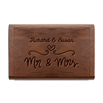 Personalized Wedding Name Wood Oval USB Flash Drive Wood Oval USB Flash Drive Box