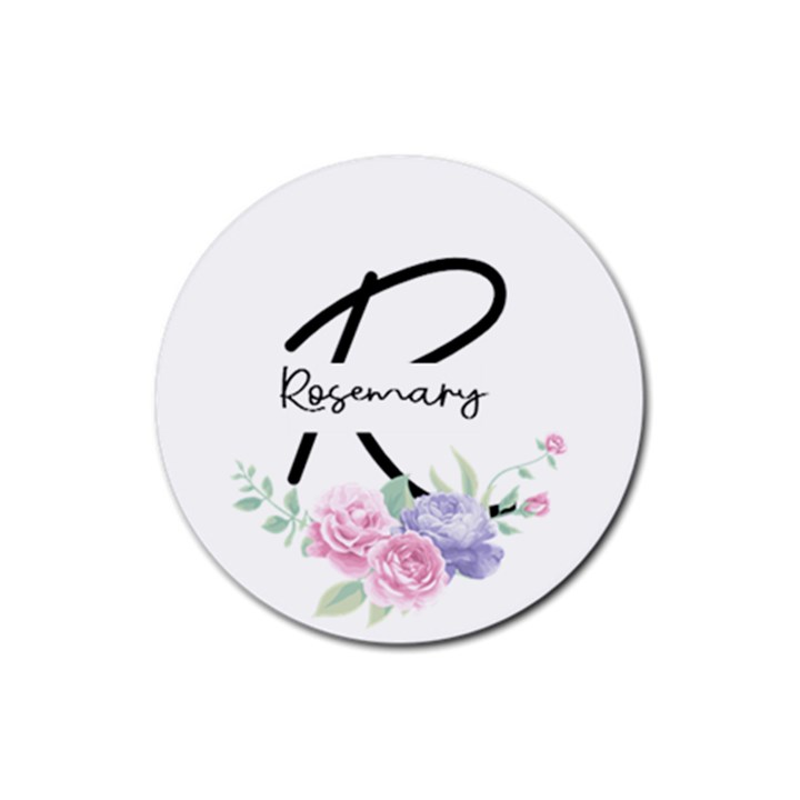 Personalized Flower Name Rubber Coaster (Round) Rubber Coaster (Round)