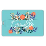 Personalized Floral Name Any Text Name Card Style USB Flash Drive Name Card Style USB Flash Drive Back