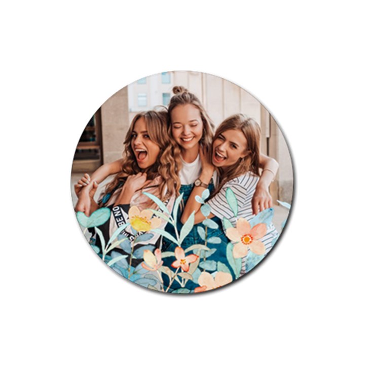 Personalized Water Flower Bottom Photo Rubber Coaster (Round) Rubber Coaster (Round)