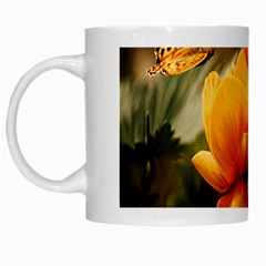 Yellow Butterfly Flower White Mug