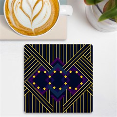 Line Square Pattern Violet Blue Yellow Design Uv Print Square Tile Coaster 