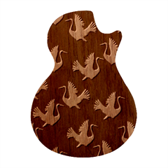 Crane Pattern Guitar Shape Wood Guitar Pick Holder Case And Picks Set