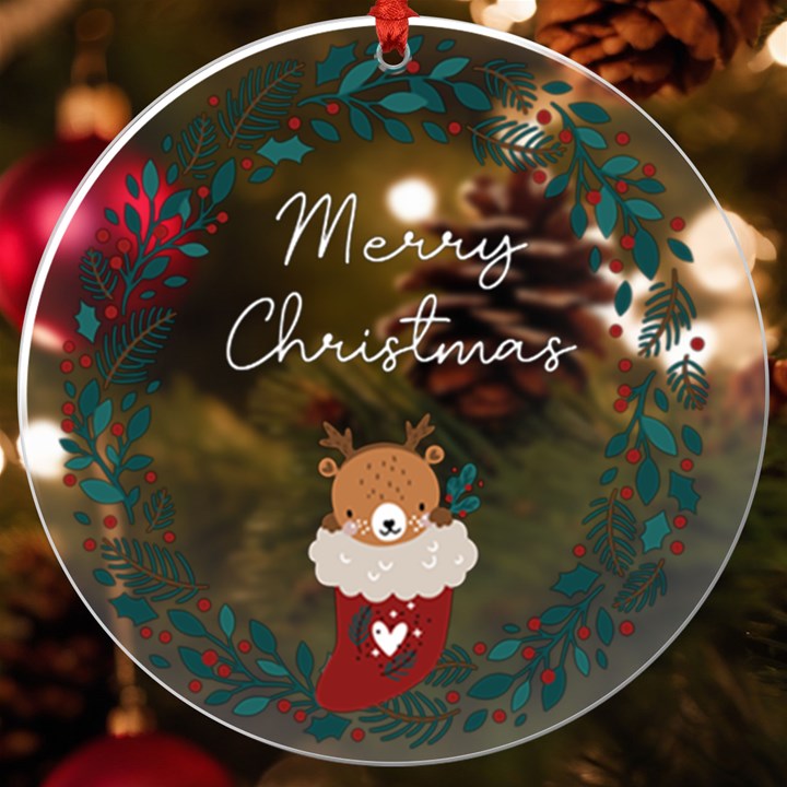 Personalized Name Xmas Frame UV Print Acrylic Ornament Round UV Print Acrylic Ornament Round