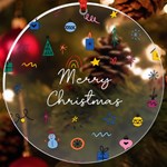 Personalized Name Xmas Pattern UV Print Acrylic Ornament Round UV Print Acrylic Ornament Round Front