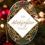 Personalized Initial Name Floral UV Print Acrylic Ornament Oval UV Print Acrylic Ornament Oval Front