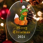 Personalized Christmas Animal Illustration Name UV Print Acrylic Ornament Oval UV Print Acrylic Ornament Oval Front