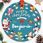 Personalized Merry Christmas Photo Round Filigree Ornament Round Filigree Ornament (Two Sides) Back