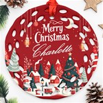 Personalized Merry Christmas Name Any Text Round Filigree Ornament Round Filigree Ornament (Two Sides) Back