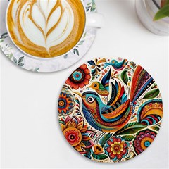 Madhubani Art A Uv Print Round Tile Coaster