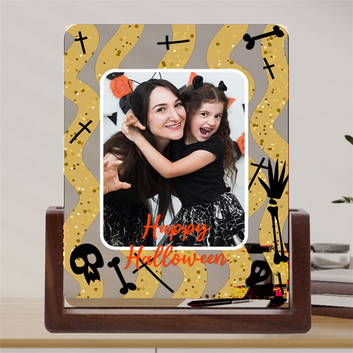 Personalized Photo Halloween Pattern Acrylic UV Print 6  Tabletop Frame Acrylic UV Print 6  Tabletop Frame (U-Shape)