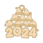 Personalized 9 Names Santa Hats Christmas Family 2024 Wood Ornament Wood Ornament Front