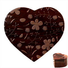 Foliage Pattern, Adorable Beautiful Heart Wood Jewelry Box
