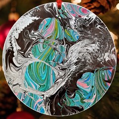 Marbling Mono Blend  Uv Print Acrylic Ornament Round