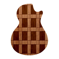 Modern Art Geometric Pattern In Red Hues Guitar Shape Wood Guitar Pick Holder Case And Picks Set