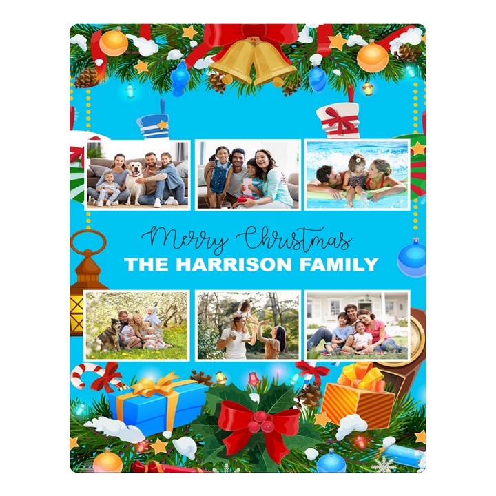 Personalized Christmas Photo Name Any Text Two Sides Premium Plush Fleece Blanket Two Sides Premium Plush Fleece Blanket (Large)