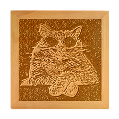 Cats Are Cooler Cat In Glasses Wood Photo Frame Cube