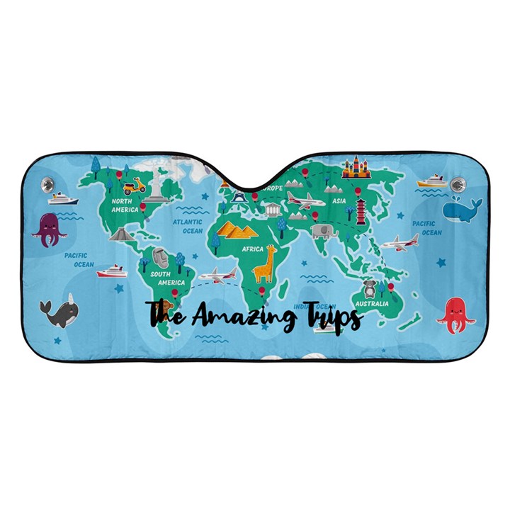 Personalized Name Any Text Map Car Windshield Sunshade Car Windshield Sunshade
