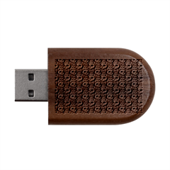 Sugar Skull Cat Pattern Wood Oval Usb Flash Drive