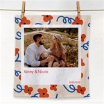 Personalized Photo Frame Flower Pattern Face Towel Face Towel Front