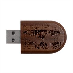 Collage Wood Oval Usb Flash Drive