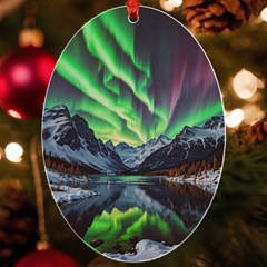 Lake Mountains Aorora Northern Lights Snow Uv Print Acrylic Ornament Oval