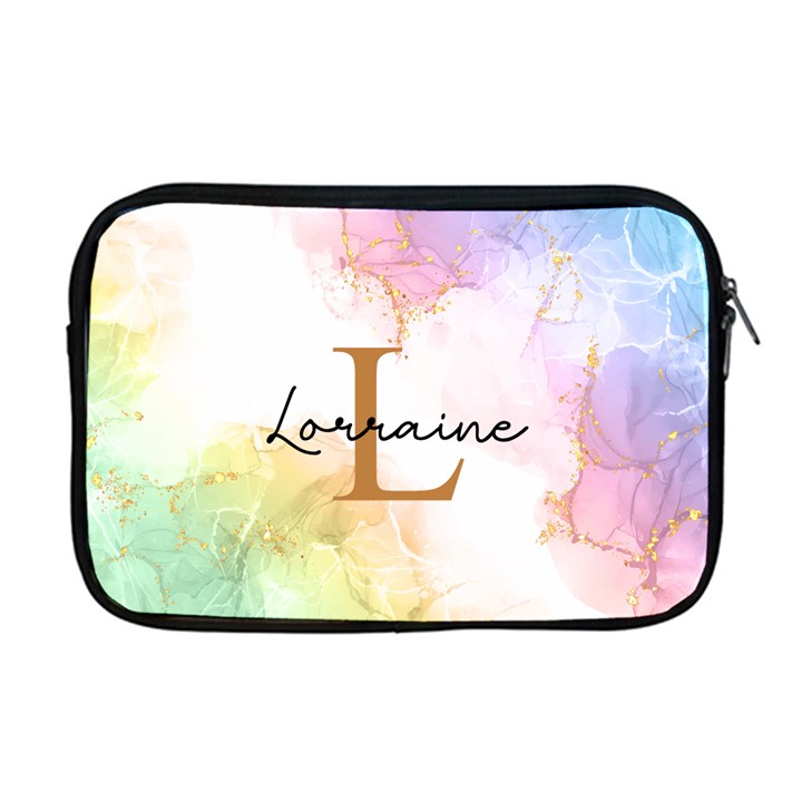 Personalized Name Any Text Colored Marble Apple MacBook Pro 17  Zipper Case