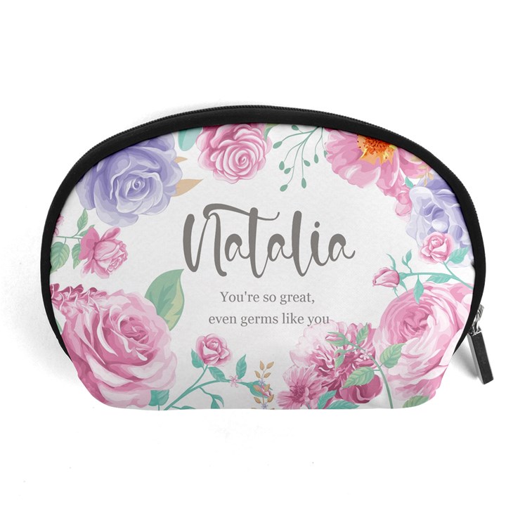 Personalized Floral Short Quotes Name Any Text Accessory Pouch (Large)