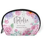 Personalized Floral Short Quotes Name Any Text Accessory Pouch (Large) Back