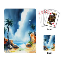 Delicate Watercolor Painting Surreal Oasis Scene With Intense Dramatic Lighting Playing Cards Single Design (rectangle)