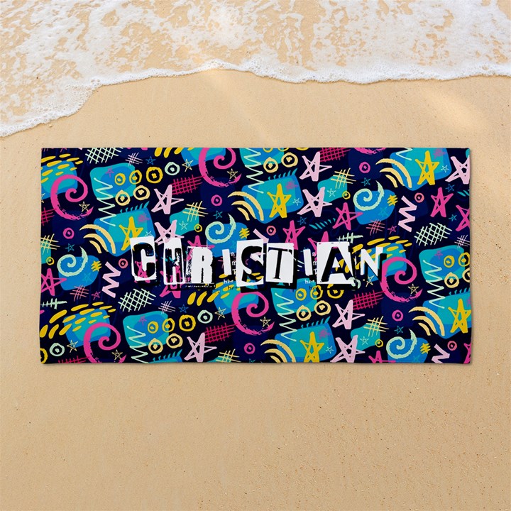 Custom Hand Drawn Graffiti Name Any Text 54 X27  Super Absorbent Beach Towel	