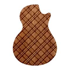 Blue Tartan Plaid 1 Diagonal Guitar Shape Wood Guitar Pick Holder Case And Picks Set
