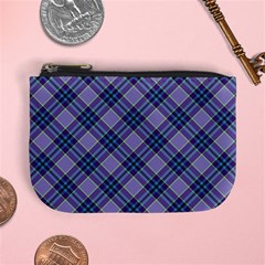 Purple Plaid Tartan 1 Diagonal Mini Coin Purse