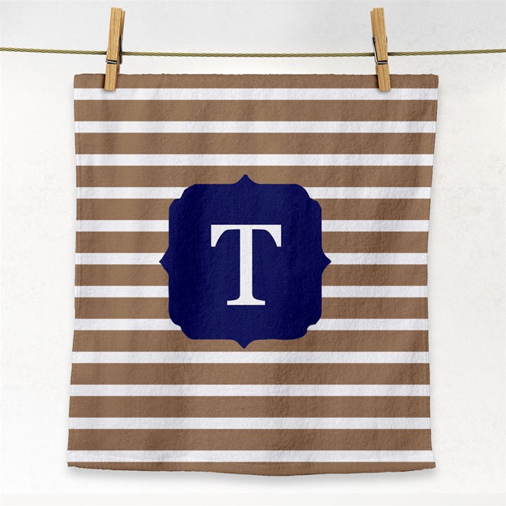 Striped Monogram  Face Towel