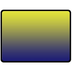 Electric Yellow To Navy Blue Linear Gradient Fleece Blanket (large)