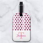 Valentine Heart Pattern Nappa Leather Luggage Tag Rectangle Front