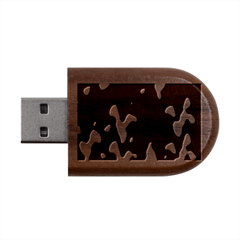 Blue Camouflage Pattern Wood Oval Usb Flash Drive