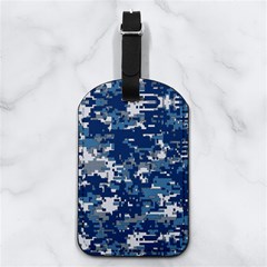 Blue, Camouflage, Cool, Navy, New, Pattern Nappa Leather Luggage Tag Rectangle