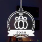 Personalized Sport Theme Bowling LED Acrylic Ornament Front