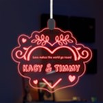 Happy Valentine Flower Frame LED Acrylic Ornament Front