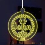 Personalized Christmas Bell Snowflake LED Acrylic Ornament Front